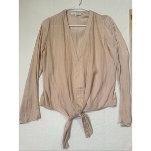 Alexis tie-front v-neck blush pink top, size XS